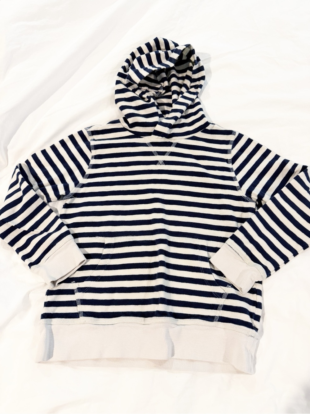 Crewcuts Navy & White Striped Hooded Top Kids Size 8